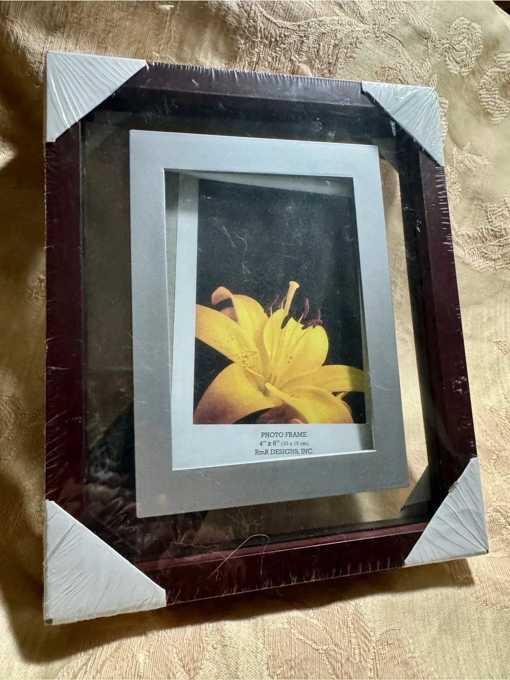 Classic Brown Picture Frame with Silver Mat
